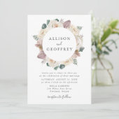 Waterverf Rozen en Orchideeën Bloemen Lijst Bruilo Kaart (Staand voorkant)