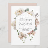 Waterverf Rozen en Orchideeën Bloemen Lijst Bruilo Kaart (Voorkant / Achterkant)