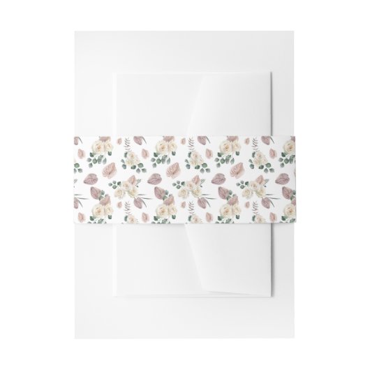 Waterverf Rozen en Orchideeën Bloemenpatroon Uitnodigingen Wikkel (Voorkant Voorbeeld)