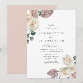 Waterverf Rozen en Orchideeën Bruiloft Kaart