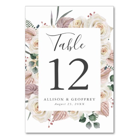 Waterverf Rozen en Orchideeën Bruiloft Kaart (Voorkant)