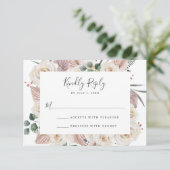 Waterverf Rozen en Orchideeën Bruiloft RSVP Kaartje (Staand voorkant)