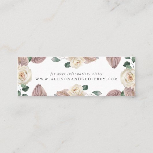 Waterverf Rozen en Orchideeën Bruiloft Website Kaa Mini Visitekaartje (Voorkant)