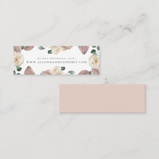 Waterverf Rozen en Orchideeën Bruiloft Website Kaa Mini Visitekaartje (Voorkant / Achterkant)