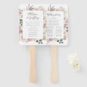 Waterverf Rozen en Orchids Wedding Programme Handwaaier (Voorkant en achterkant)