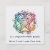 Waterverf Rozen en pentagram Vierkante Visitekaartje (Voorkant)