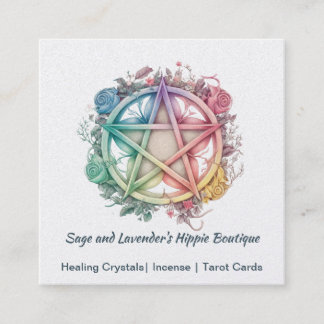 Waterverf Rozen en pentagram Vierkante Visitekaartje