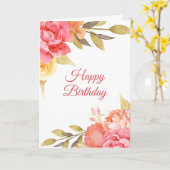 Waterverf Rozen en pioenen Vrouwelijke Verjaardag Kaart (Gele Bloem)