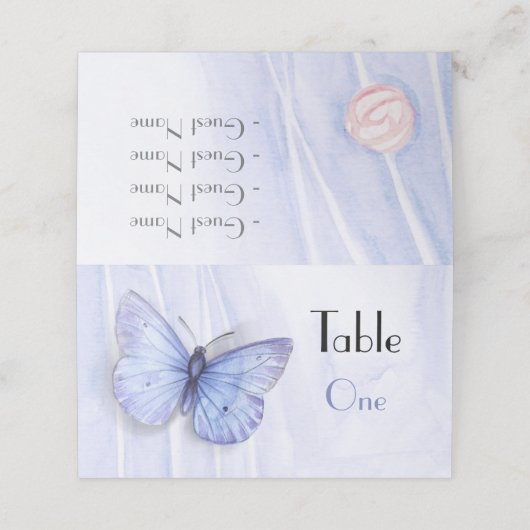 Waterverf rozen en vlinder plaatskaartje (Buitenkant ongevouwen)