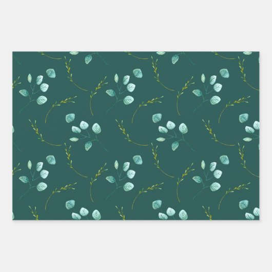 Waterverf Rozen, Eucalyptus en Foliage Inpakpapier Vel (Voorkant 2)