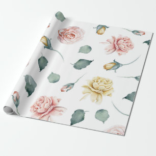 Waterverf rozen floraal cadeaupapier