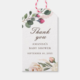 Waterverf rozen. Floral baby shower bedankt Cadeaulabel