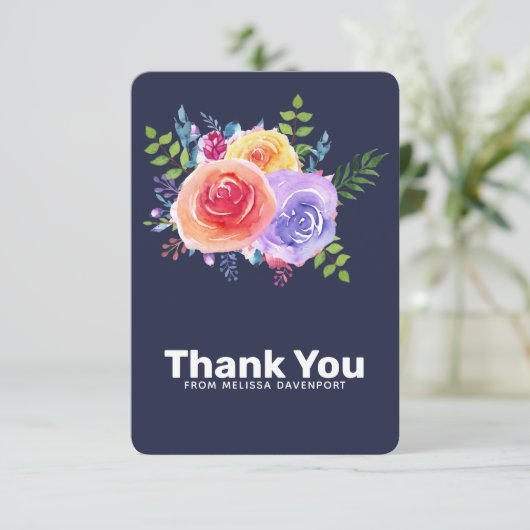 Waterverf Rozen Floral Bouquet bedankt (Staand voorkant)