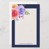 Waterverf Rozen Floral Bouquet Briefpapier (Voorkant / Achterkant)
