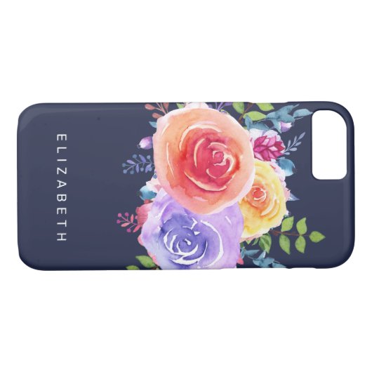 Waterverf Rozen Floral Bouquet Case-Mate iPhone Case (Achterkant (Horizontaal))