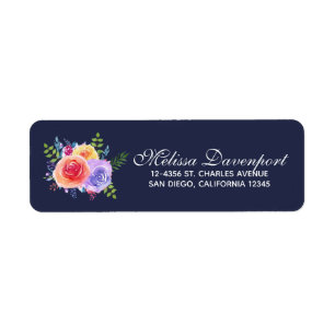 Waterverf Rozen Floral Bouquet Etiket