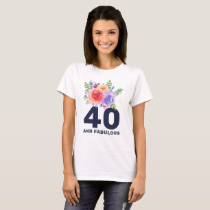 Waterverf Rozen Floral Bouquet Fabulous 40 T-shirt