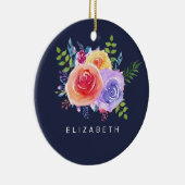 Waterverf Rozen Floral Bouquet Keramisch Ornament (Rechts)