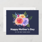 Waterverf Rozen Floral Bouquet Moederdag Briefkaart (Voorkant / Achterkant)