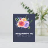 Waterverf Rozen Floral Bouquet Moederdag Feestdagenkaart (Staand voorkant)