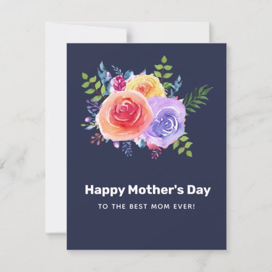 Waterverf Rozen Floral Bouquet Moederdag Feestdagenkaart (Voorkant)