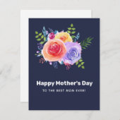Waterverf Rozen Floral Bouquet Moederdag Feestdagenkaart (Voorkant / Achterkant)