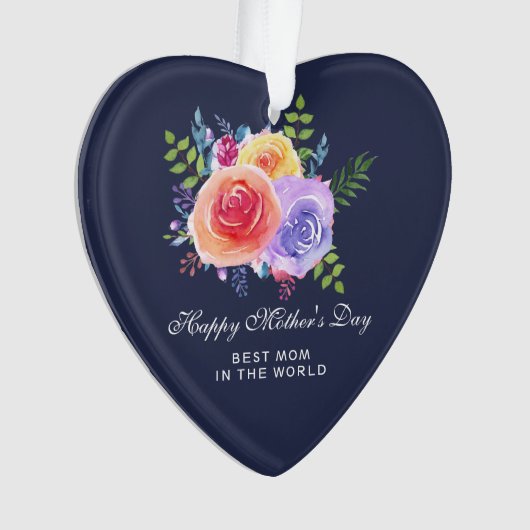 Waterverf Rozen Floral Bouquet Moederdag Ornament (voorkant)