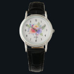 Waterverf Rozen Floral Bouquet Monogram Horloge<br><div class="desc">Gepersonaliseerd monogram horloge met een mooi boeket van waterverf rozen met sprigs, bladeren en takken allemaal samen in een kleurrijke florale schikking. Roomkleurige achtergrond.</div>