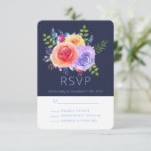 Waterverf Rozen Floral Bouquet Party RSVP (Staand voorkant)
