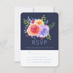 Waterverf Rozen Floral Bouquet Party RSVP