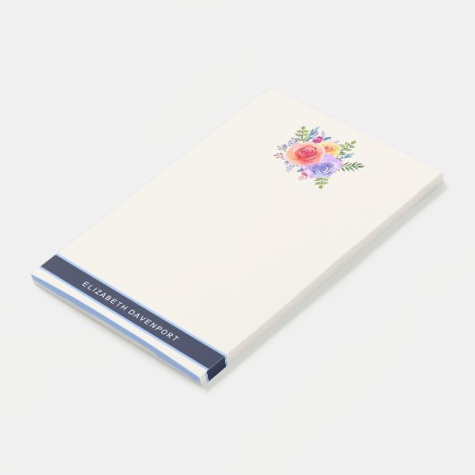 Waterverf Rozen Floral Bouquet Post-it® Notes (Schuin)