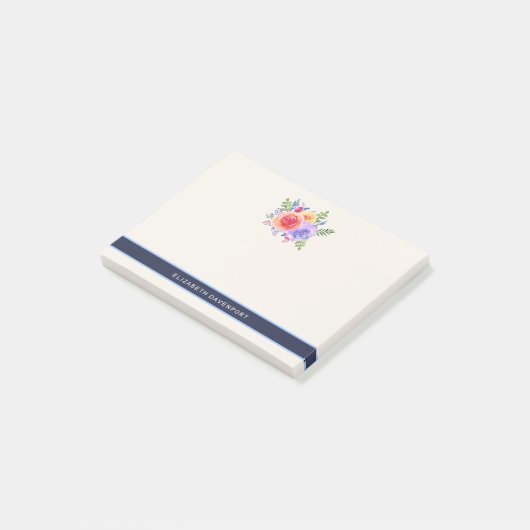 Waterverf Rozen Floral Bouquet Post-it® Notes (Schuin)
