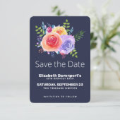 Waterverf Rozen Floral Bouquet Save the Date (Staand voorkant)