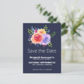 Waterverf Rozen Floral Bouquet Save the Date Briefkaart (Staand voorkant)
