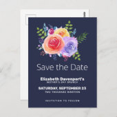 Waterverf Rozen Floral Bouquet Save the Date Briefkaart (Voorkant / Achterkant)