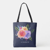 Waterverf Rozen Floral Bouquet Tote Bag (Achterkant)