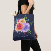 Waterverf Rozen Floral Bouquet Tote Bag (Dichtbij)