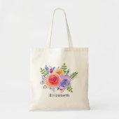 Waterverf Rozen Floral Bouquet Tote Bag (Voorkant)