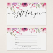 Waterverf Rozen Floral Cadeaubon Visitekaartje (Voorkant /achterkant)