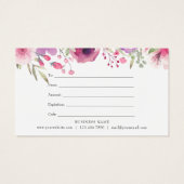 Waterverf Rozen Floral Cadeaubon Visitekaartje (Achterkant)