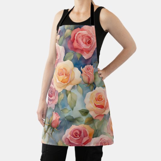  Waterverf Rozen Floral Design Schort (Insitu)