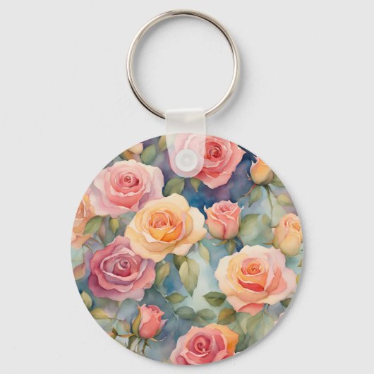 Waterverf Rozen Floral Design Sleutelhanger (Achterkant)