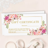 Waterverf Rozen Floral Gold Gift Certificate