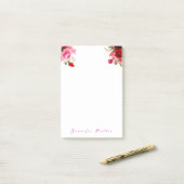 Waterverf Rozen Floral Handschrift Naam Tekst Post-it® Notes (Op bureau)