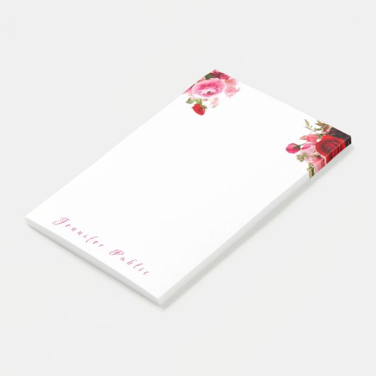 Waterverf Rozen Floral Handschrift Naam Tekst Post-it® Notes (Schuin)