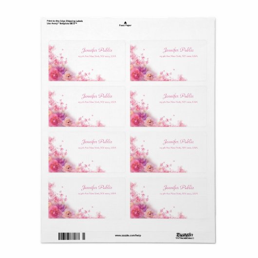 Waterverf Rozen Floral Modern Elegant Handschrift Etiket (Full Sheet)