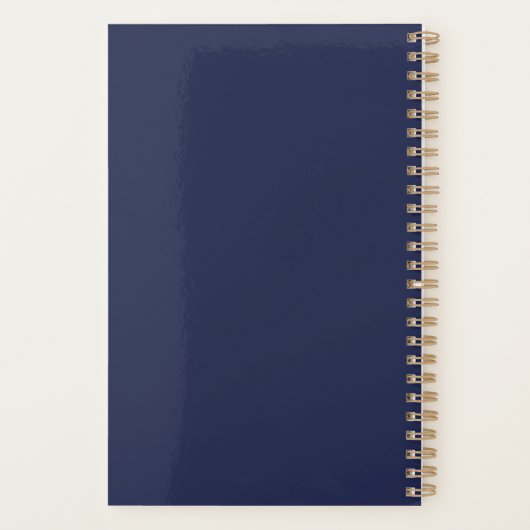 Waterverf Rozen Floral Navy Glitter Monogram Planner (Achterkant)