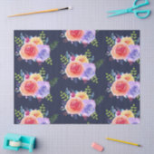 Waterverf Rozen Floral Pattern op Navy Blue Tissuepapier (Craft)