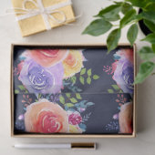 Waterverf Rozen Floral Pattern op Navy Blue Tissuepapier (Geschenk)