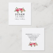 Waterverf  Rozen Floral Simples Vierkante Visitekaartje (Voorkant / Achterkant)
